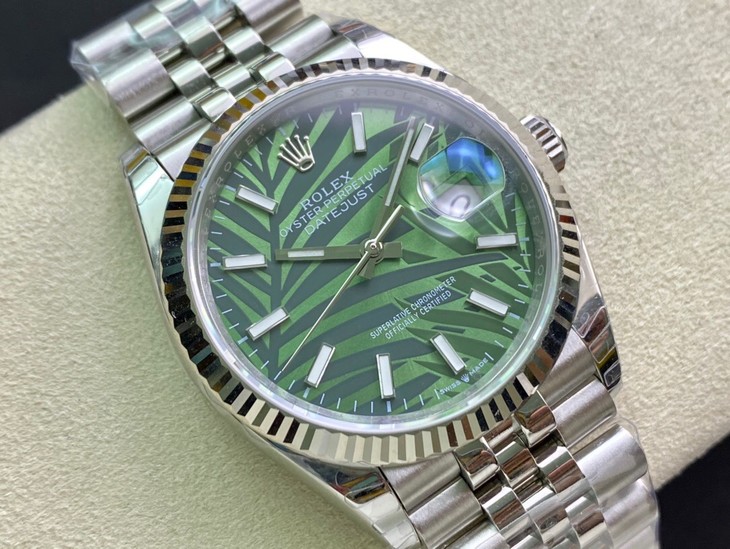 2022122307211327 - 勞力士日誌男錶復刻 綠盤 126234 ew廠手錶 棕櫚葉圖案錶盤￥2980