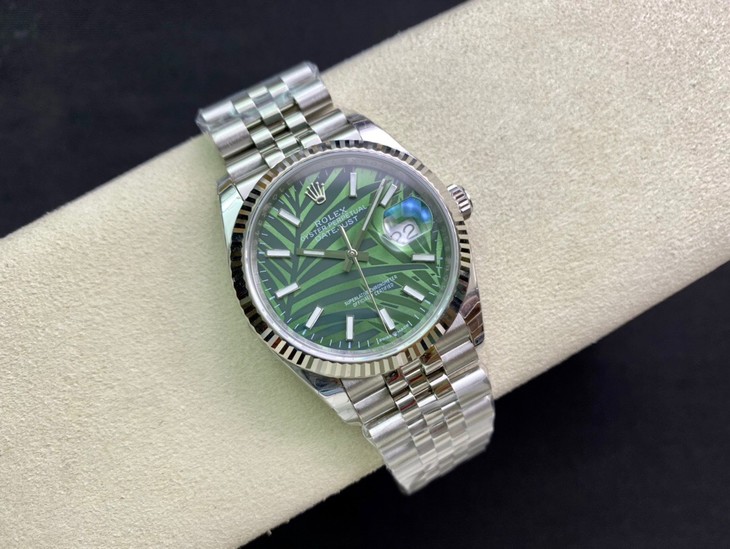 2022122307211563 - 勞力士日誌男錶復刻 綠盤 126234 ew廠手錶 棕櫚葉圖案錶盤￥2980