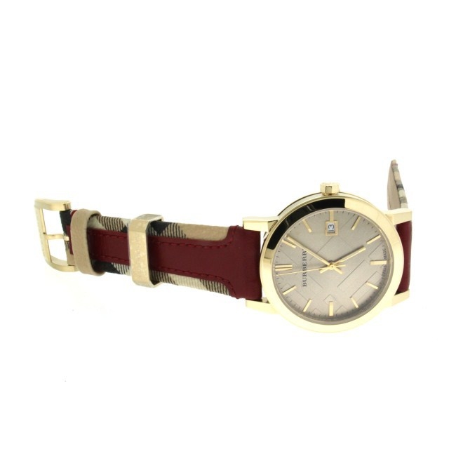 2022122814245724 - BURBERRY巴寶莉大錶盤時尚金色格紋皮帶男錶BU9017￥960