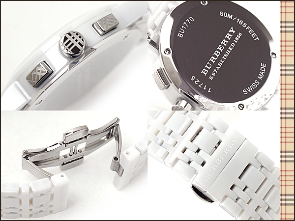 2022122906372949 - 博柏利BURBERRY （巴寶莉）白色圓形蝴蝶扣陶瓷中性時尚腕錶 BU1770￥1800