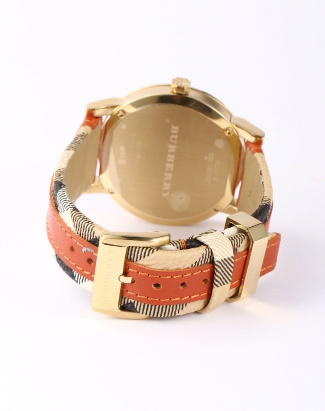 2022122906553016 - 博柏利手錶-BURBERRY（巴寶莉） BU9016 男款經典格紋皮帶金殼石英錶￥960