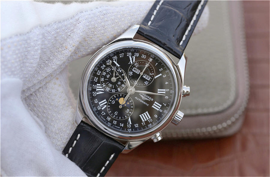 2023012614020246 - 浪琴月相高仿手錶手錶 jf廠復刻手錶浪琴名匠繫列L2.673.4.51.7 月相八針黑盤￥2780