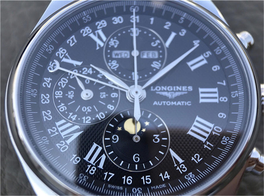 2023012614022341 - 浪琴月相高仿手錶手錶 jf廠復刻手錶浪琴名匠繫列L2.673.4.51.7 月相八針黑盤￥2780