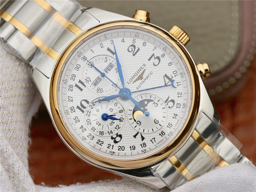 2023012615162727 - 高仿手錶浪琴 八針月相 GS廠浪琴名匠繫列L2.773.5.78.7 間金 高仿手錶￥3080
