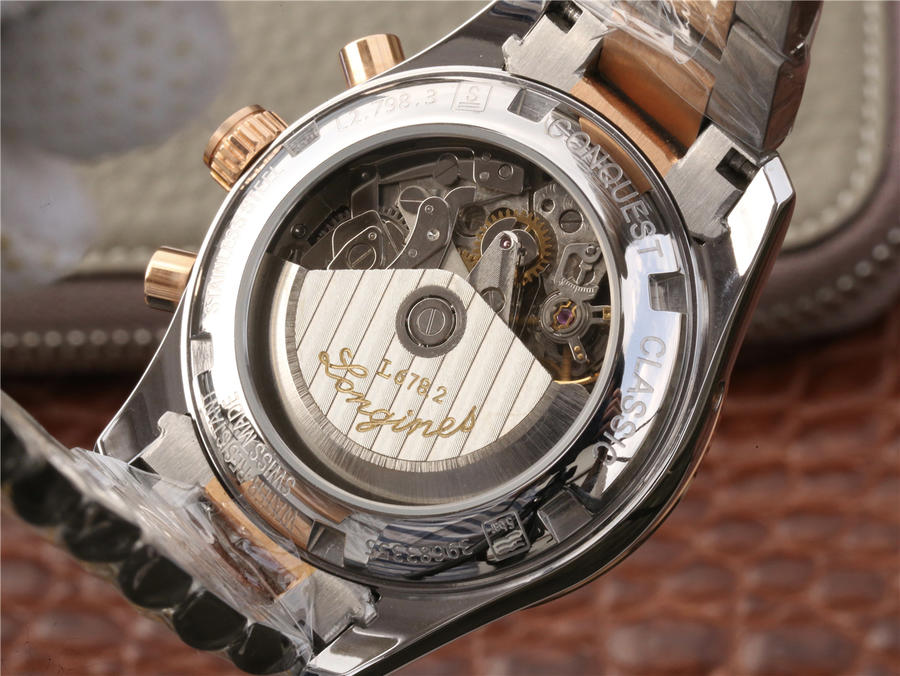 2023012615264495 - 浪琴康鉑復刻手錶多少錢 浪琴康鉑手錶l2.798.5.72.7 月相間玫瑰金 高仿手錶￥2980