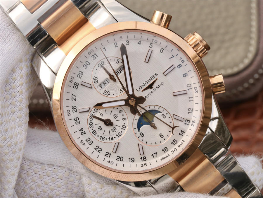 2023012615272039 - 浪琴康鉑復刻手錶多少錢 浪琴康鉑手錶l2.798.5.72.7 月相間玫瑰金 高仿手錶￥2980