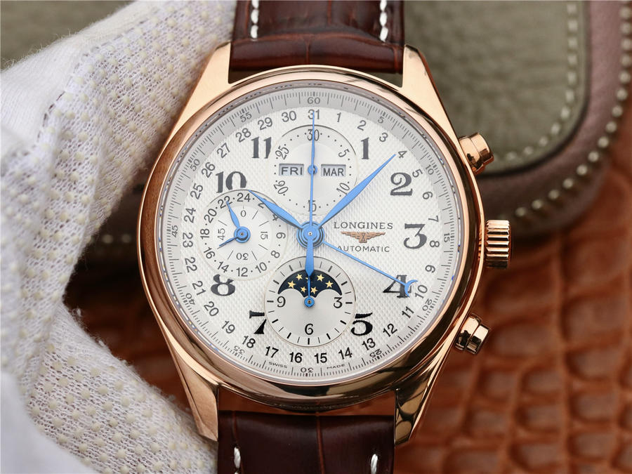 2023012908185086 - 復刻手錶浪琴月相錶價格 GS廠浪琴名匠繫列L2.673.8.78.3 玫瑰金皮帶高仿手錶￥2980