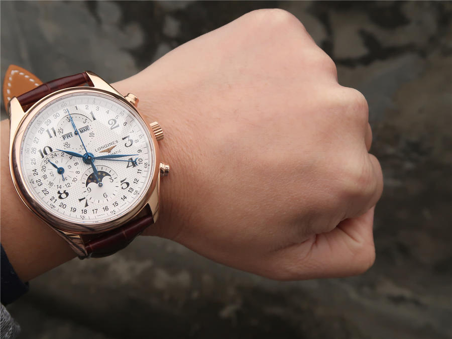 2023012908190685 - 復刻手錶浪琴月相錶價格 GS廠浪琴名匠繫列L2.673.8.78.3 玫瑰金皮帶高仿手錶￥2980