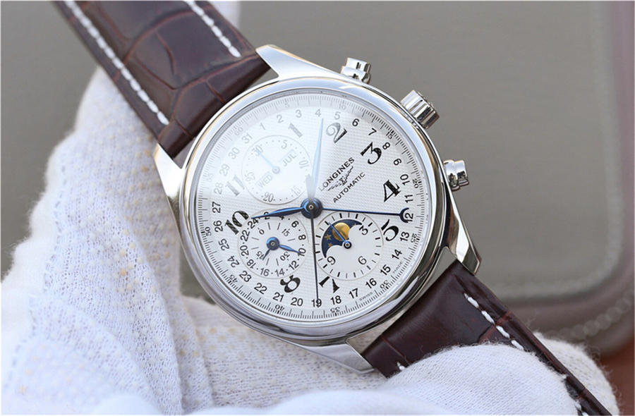 2023013012130340 - 高仿手錶浪琴名匠月相42mm L2.773.4.78.3 八針月相機械錶皮帶￥2780