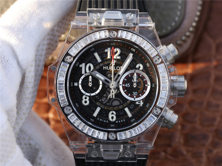 20230218061206100 - HB廠恆寶宇舶錶年度佳高仿手錶作品—宇舶玻璃計時BIG BANG繫列411.JX.4802.RT“全透腕錶”￥4580