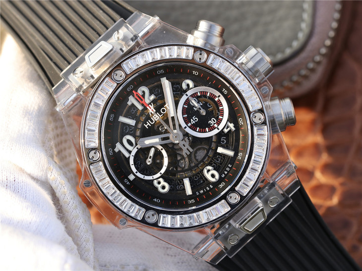 2023021806120981 - HB廠恆寶宇舶錶年度佳高仿手錶作品—宇舶玻璃計時BIG BANG繫列411.JX.4802.RT“全透腕錶”￥4580