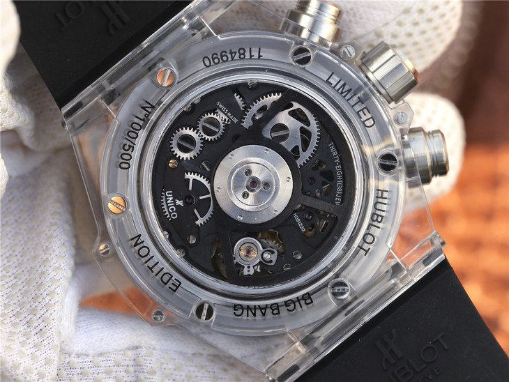 2023021806123466 - HB廠恆寶宇舶錶年度佳高仿手錶作品—宇舶玻璃計時BIG BANG繫列411.JX.4802.RT“全透腕錶”￥4580