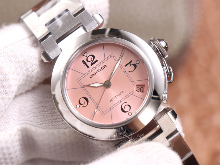 2023030714043069 - 精仿的卡地亞帕莎腕錶 v9廠手錶卡地亞帕莎 粉色盤 女錶￥2980