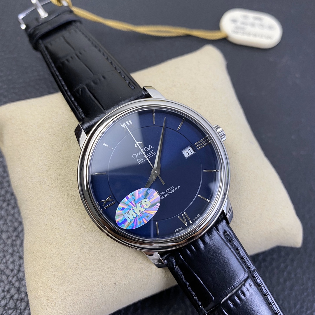 2025102115515280 - MKS歐米茄一比一高仿表 碟飛系列 藍盤皮帶款 39.5mm