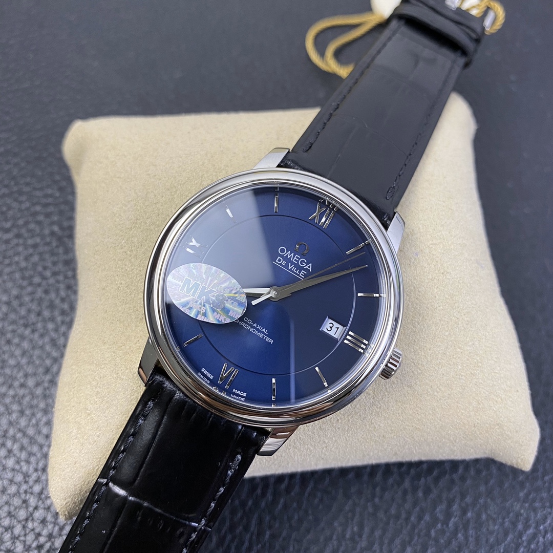 2025102115515547 - MKS歐米茄一比一高仿表 碟飛系列 藍盤皮帶款 39.5mm