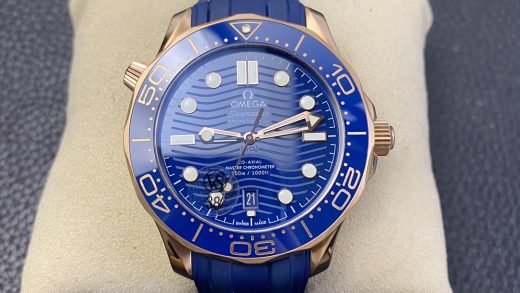 2025111115432859 520x293 - VS新品 尊享版海馬300米 全玫瑰金 藍盤頂級歐米茄復刻表